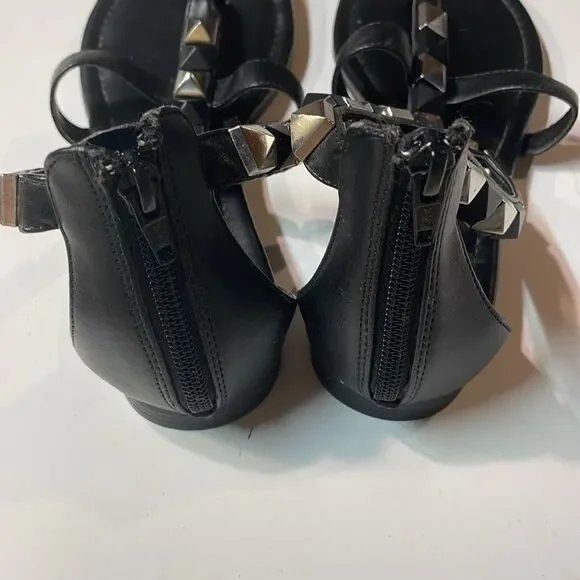Rock & Republic Women’s Black Gladiator Thong Studded Zip Sandal Sz 9.5 - Picture 4 of 9